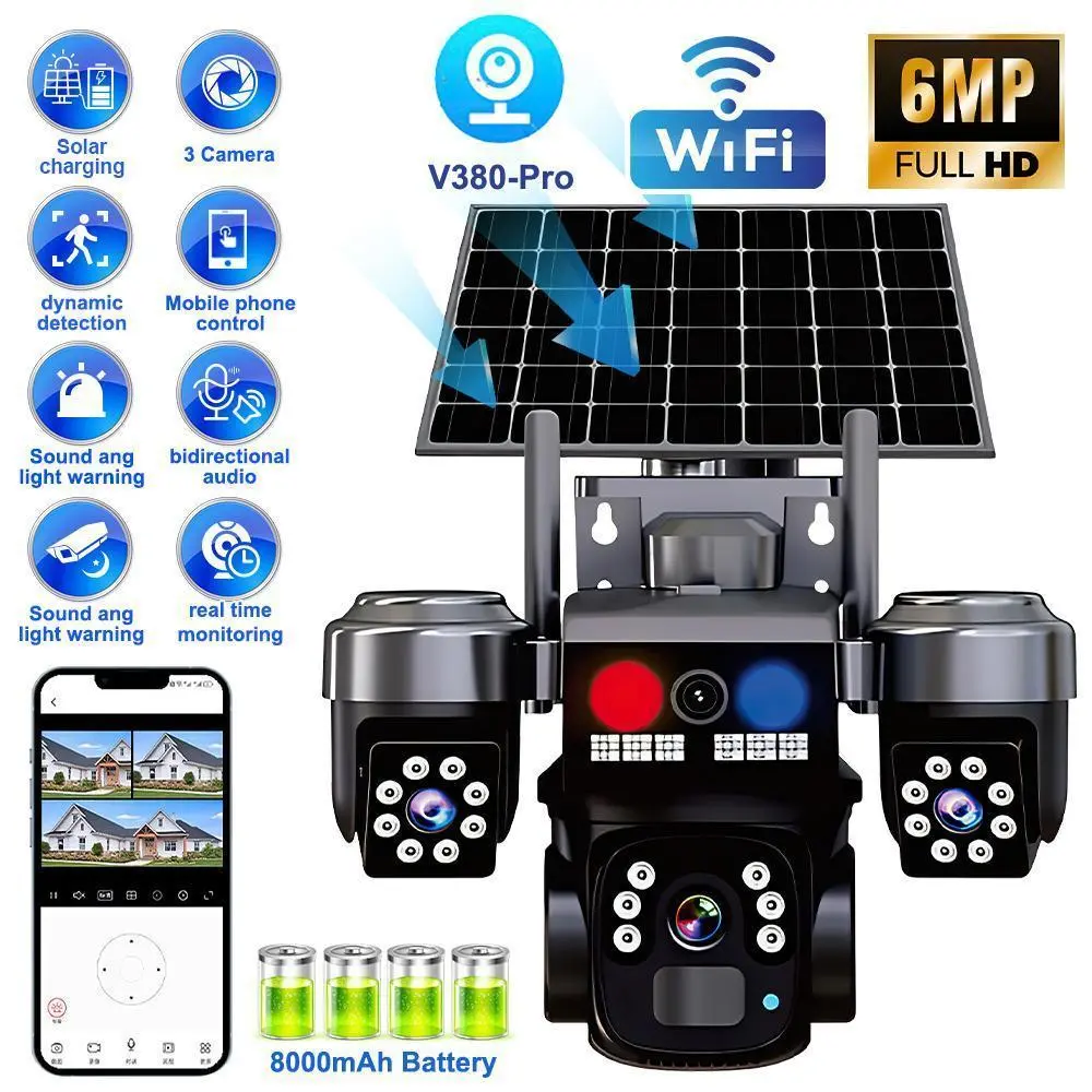 QD5 Solar-Powered Triple-Lens 6MP Camera
