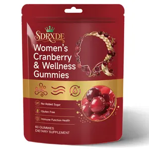 SDRXDE Women's Cranberry & Ashwagandha Wellness Gummies | Supports Daily Vitality, 60 Count Gold Mineral Vital Body Oil