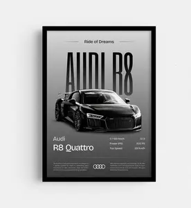 Audi R8 Poster, Boys Room Decor, Kid Wall Art, Men Cave Decor, Men Bedroom. R8 Prints, Audi Posters, Car Poster, Sports Car Art, Supercar