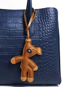Charming Brown Bear Faux Leather Keychain Anime Animal Shape Perfect for Backpack Car Key Wallet Decoration Great Gift for Animal Lovers