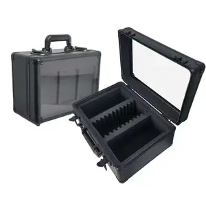 Cardboard Storage Box for PSA/BGS Graded Cards & Card Bricks & TCG, Card Hobby Box, with Three Internal Slots and a Transparent Top, of Aluminum Alloy with a Key Lock, Convenient Storage for Sports Cards & Gaming Card Collectors