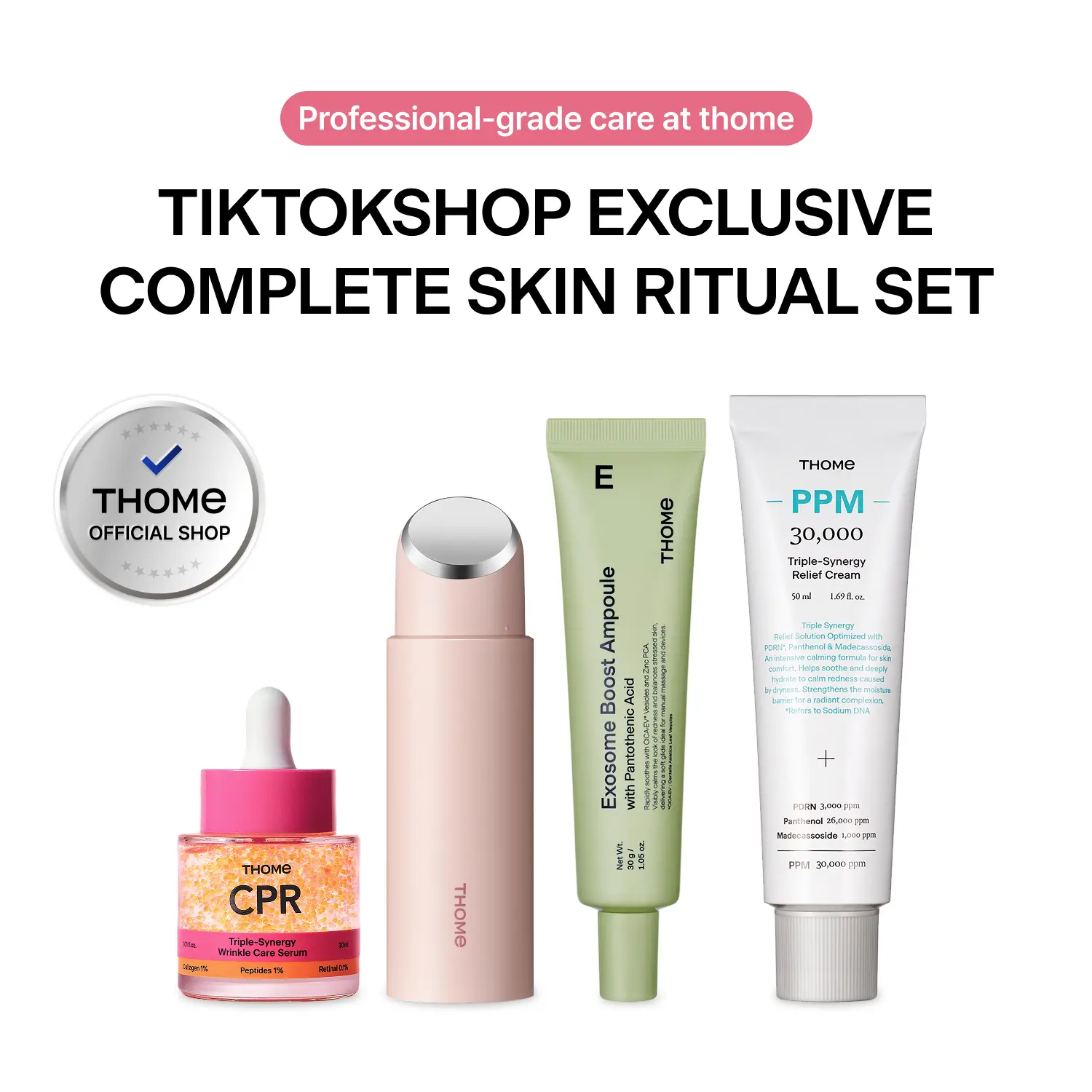 [THOME][Twentyup] Professional Home Aesthetic Set for High-Maintenance girls- Facial Skincare Device, Exosome Ampoule, CPR Serum, 30000 PPM Relief Cream for Intensive Recovery, Elasticity Boosting & Flawless Skin