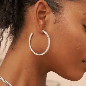 GLD Medium Eternity Hoop Earrings in White Gold - Perfect Gift