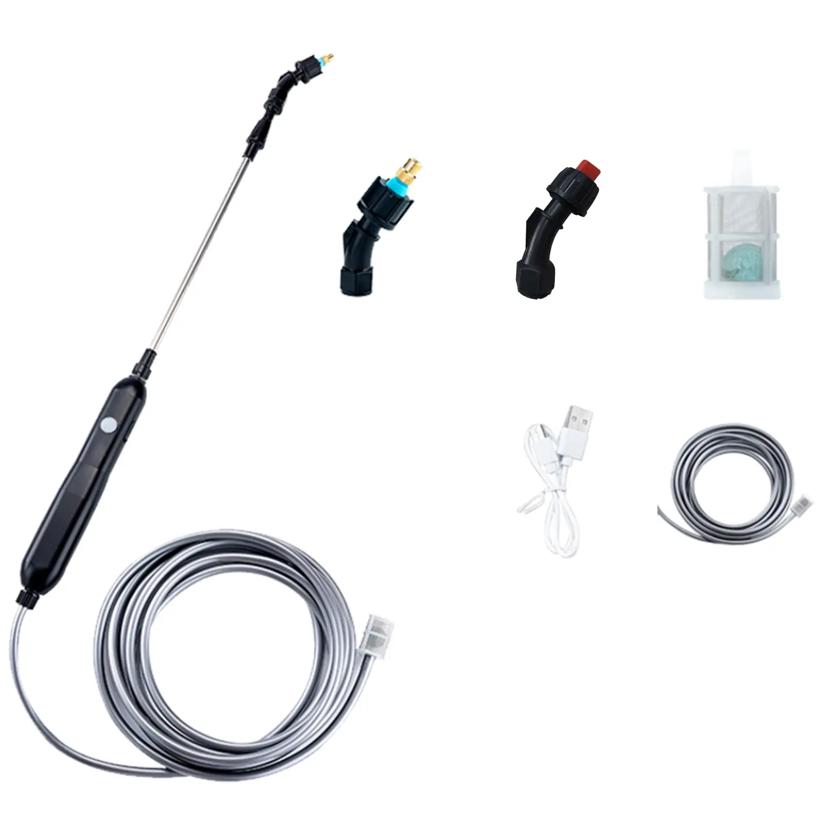 Electric Plant Sprayer Rechargeable Portable Water Sprayer with Telescopic Wand Pesticide Spray Watering Flower Electric Tools with 2 Nozzles and 2/4/6/10M Hose for Yard Lawn Weeds Plants