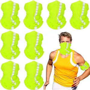 8 count Reflective  Gaiter Breathable  Mask UV Protection Neon Safety Bandana for Men Outdoor
