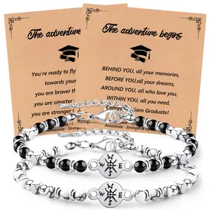Graduation Gifts 2025 Compass Graduation Bracelets Set for Her Him, Graduation Gift for Middle School High School and College Students 5th 8th Grade Comes with 2 Inspirational Card