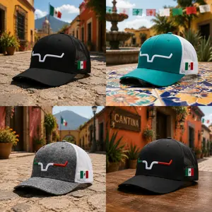 Kimes Ranch Mexico Flag Trucker Hat – Red White Mesh Snapback, Adjustable Rodeo Hat for Men & Women