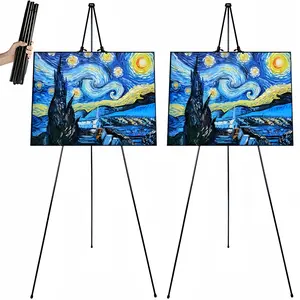 Portable Foldable Metal Stand, Adjustable Tripod Design, Holds Up to 5 Lbs, Ideal for Parties, Banners, Posters, Floor & Table Display