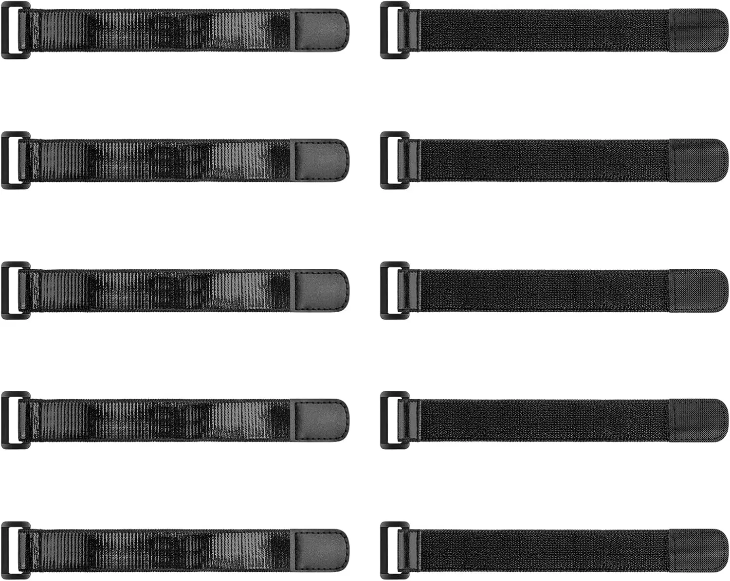 Heavy Duty Elastic Cinch Straps with Anti-Slip Silicon Strips - 9x1.2 in, 1’’ Wide, 10 Pack Hook and Loop Straps for Extension Cords, Pant Garters, Garage Use - 2-Year Durability Guarantee, Office