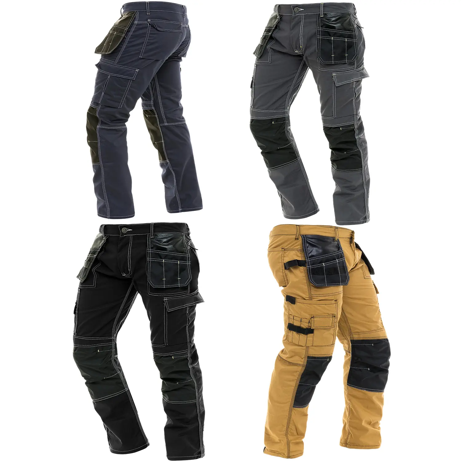 Mens Construction Utility Work Pant Cordura Knee Reinforcement Workwear Trousers Cotton Menswear