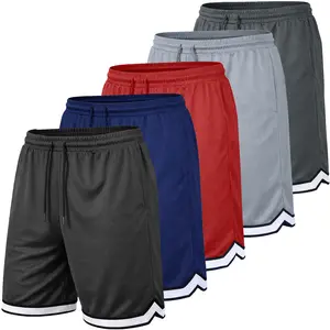 Men's 5-Pack Premium Active Moisture Wicking Workout Mesh Shorts With Trim Summer Outdoor Bottoms