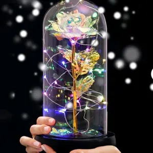 rainbow galaxy rose glass dome Rose Decoration Colorful Decorative