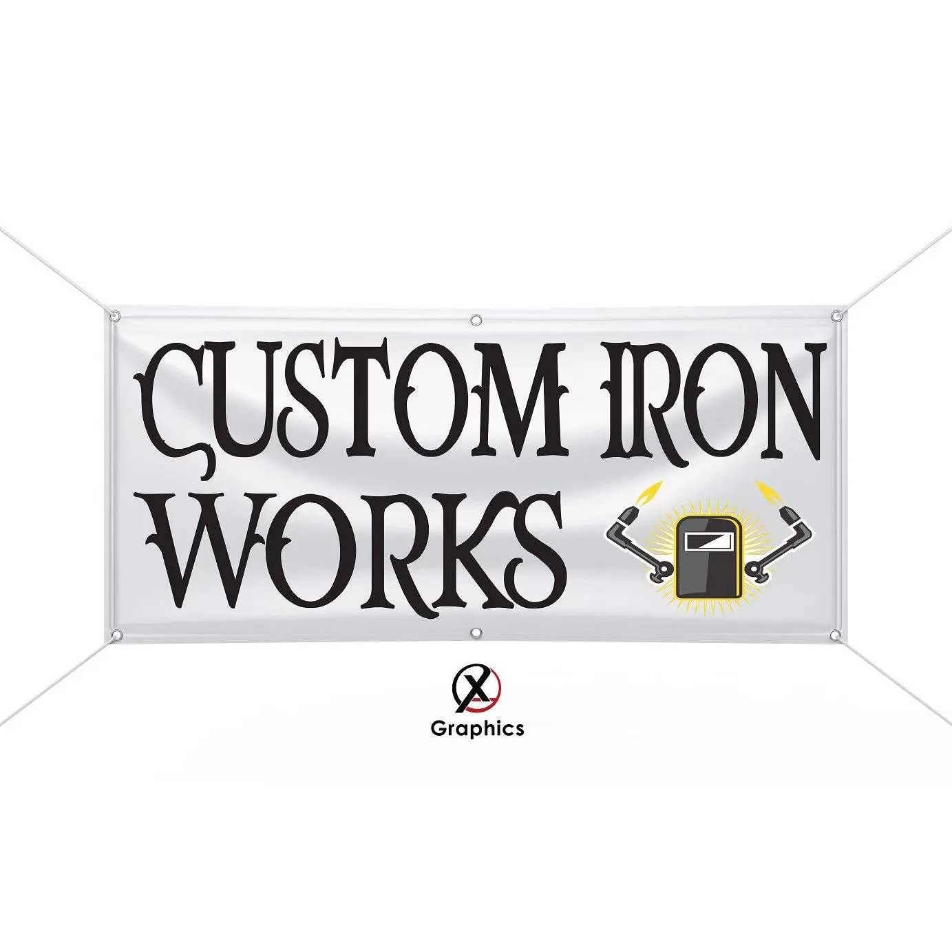 Custom Iron Works Vinyl Banner advertising Sign any size Indoor Outdoor Advertising Vinyl Sign With Metal Grommets