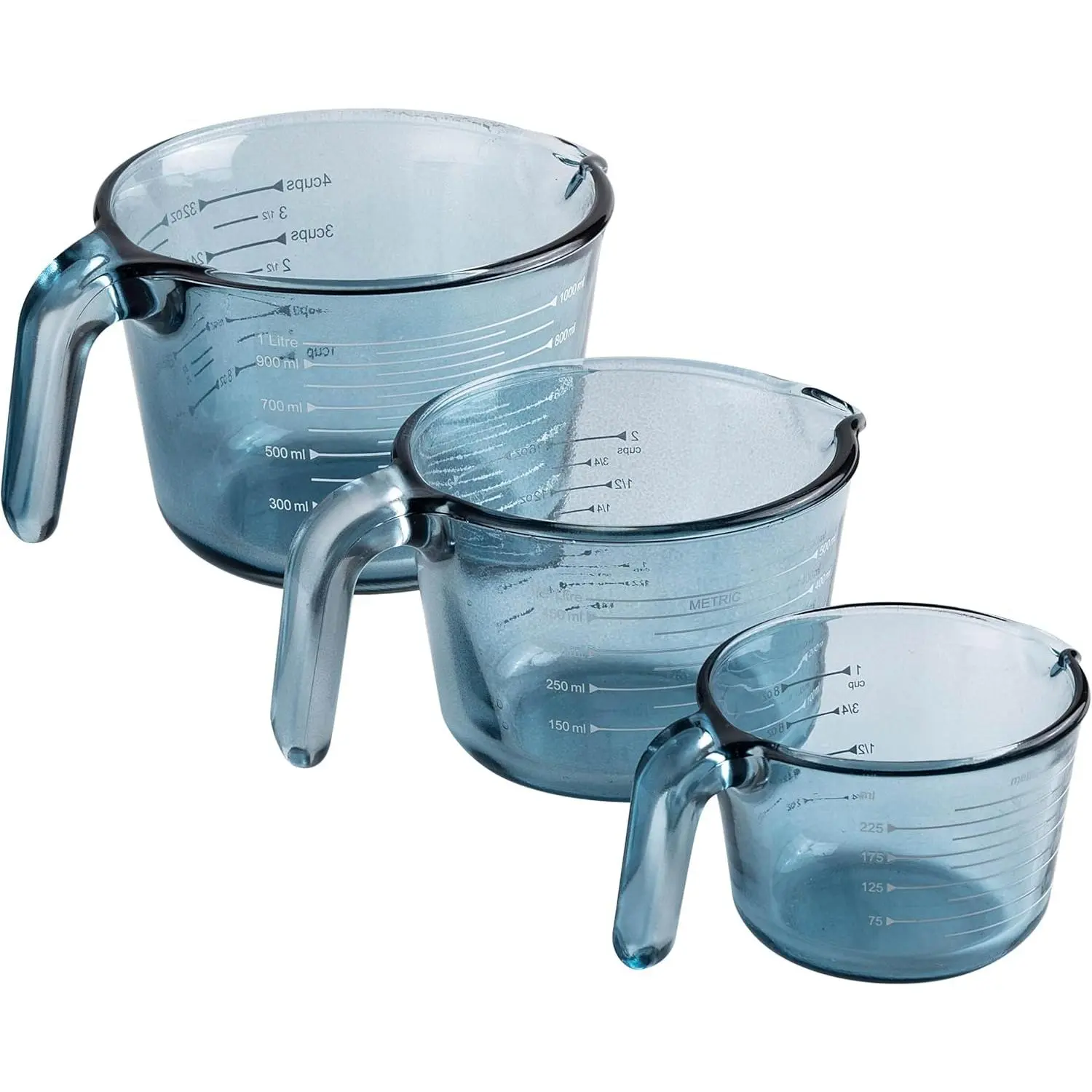 Sturdy Durable Glass Measuring Cup - 1-Cup Kitchen Utensil for Precise Cooking, Baking, Blue Measure Tool