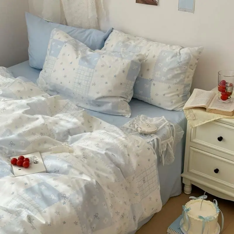 Blue Snowflake Print Bedding Set, Including Duvet Cover & Pillowcase, Soft Comfortable Bedding Set for Home Bedroom, Soft Bedding Sets, Comfy Bedding Set, Bed Sets Supplies, Printed Bedding Set