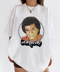 Women's Fitted Round Neck Casual Cotton Conway Twitty Hello Darlin Tshirt, Ladies' Daily Top