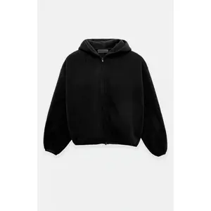 Fear of God ESSENTIALS Men's Women's Black Brushed Yarn Hooded Bomber Jacket