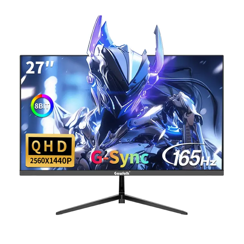 27" QHD Gaming Computer Monitor, 165Hz Desktop Computer Monitor with Built-in Surround Sound, HDMI/DP Ports, Wall Mount Ready, 2560x1440 Resolution, FreeSync Support, 1ms GTG Response Time