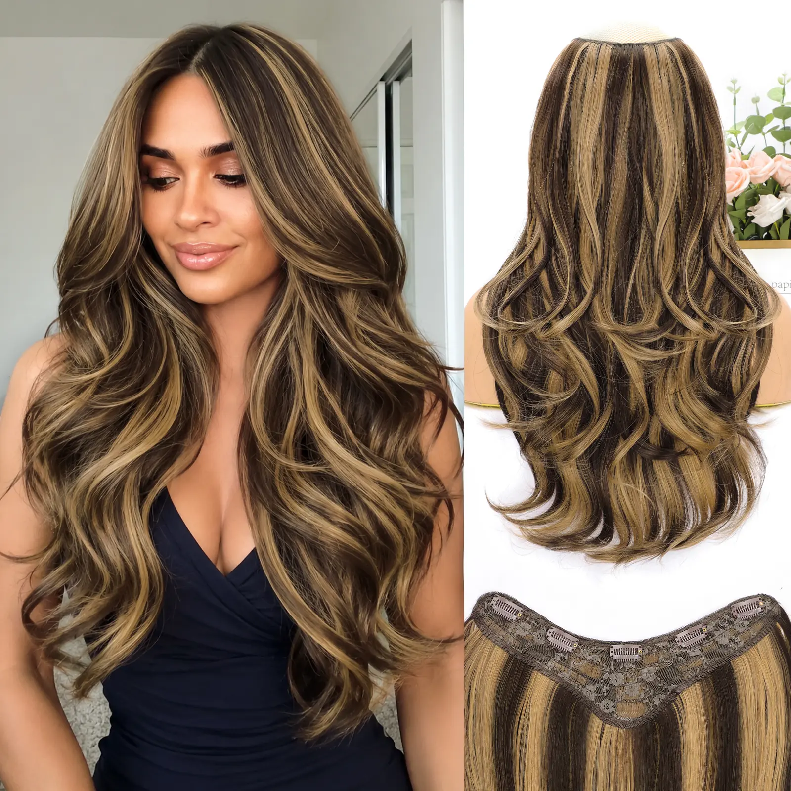 20inch-Balayage Chocolate Brown to Caramel Blonde