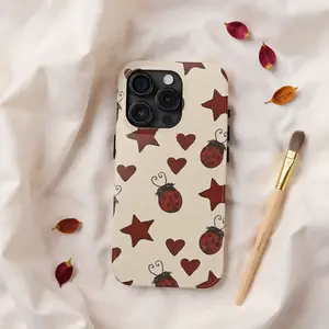 The Case Bible Y2K Cute Ladybug Pattern Smartphone Casing - Red, Yellow, Vintage Pink, Stars & Hearts, MagSafe Magnetic, Ultra Thin, Tough Polycarbonate TPU, for Apple iPhone 16/16 Pro Max/15/14/13/12/11/X, Cellphone Handheld Accessories for Cool Girls