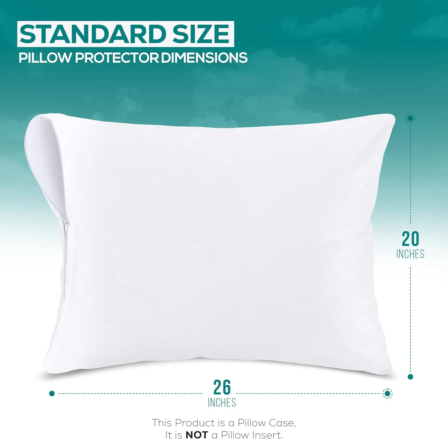 Set of 2 Pillow Protectors with Zipper Standard Size, Bed Bug and Dust Mite Proof Pillow Covers, Ultra Soft Pillow Encasements, Moisture Wicking and Waterproof Pillow Cases by Utopia Bedding (White)