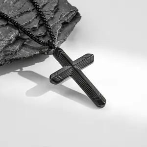 Unisex Titanium Steel Hypoallergenic Cross Necklace Non-Fading Sweater Chain Pendant