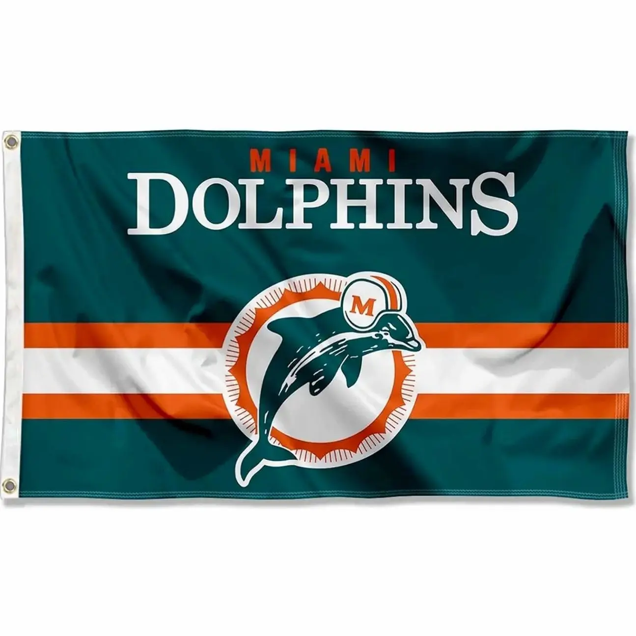 Dolphins Throwback Vintage 3x5ft/60x90cm Printed Banner Flag - Lightweight Sports Collectible for Outdoor, Party, Camping Decorations