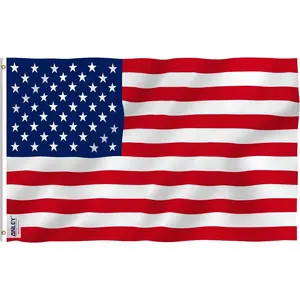 Anley Fly Breeze 3x5 Foot American National Polyester Flag - Vivid Color and Fade proof - Canvas Header and Double Stitched - The US National Flags with Brass Grommets 3 X 5 Ft