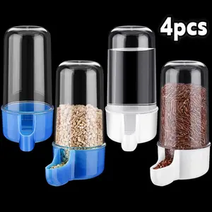 4pcs  Automatic Bird Feeders with a Transparent Water Reservoir - Suitable for Birds, Rodents, And Parrots for Water And Seed Feeding - No Batteries Required, Easy to Use, Clear Water Tank Design | Durable Plastic mini gifts summerwins