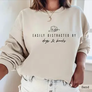 Easily Distracted By Dogs And Books Sweatshirt, Funny Dog Shirt, Dog Owner Gift