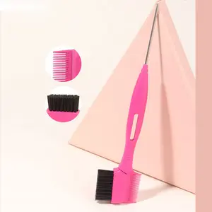 【Gift】Double Sided Brush Edge Control Hair Comb Brush Steel Tail Needle 3 in 1 Eyebrow Brush Comb