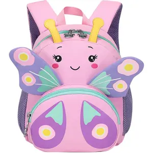 P-CPB029    Cute Kids Toddler Backpack Girls Small 3D Cartoon School Bookbags Age 1-3 Daycare Nursary Travel Bags (Butterfly-Pink)