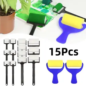 15 Pieces Creative Paint Flat Sponge Rollers With Long Handles (1''x6 1.5''x4 2.5''x3 3''x2) Art Supplies Painting Tools Roller Printing And Doodling - Home Improvement.