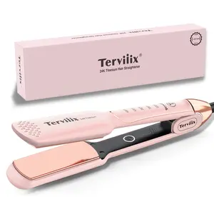 Terviiix Titanium 1-3/4 Inch Flat Iron, Pink Salon Straightener