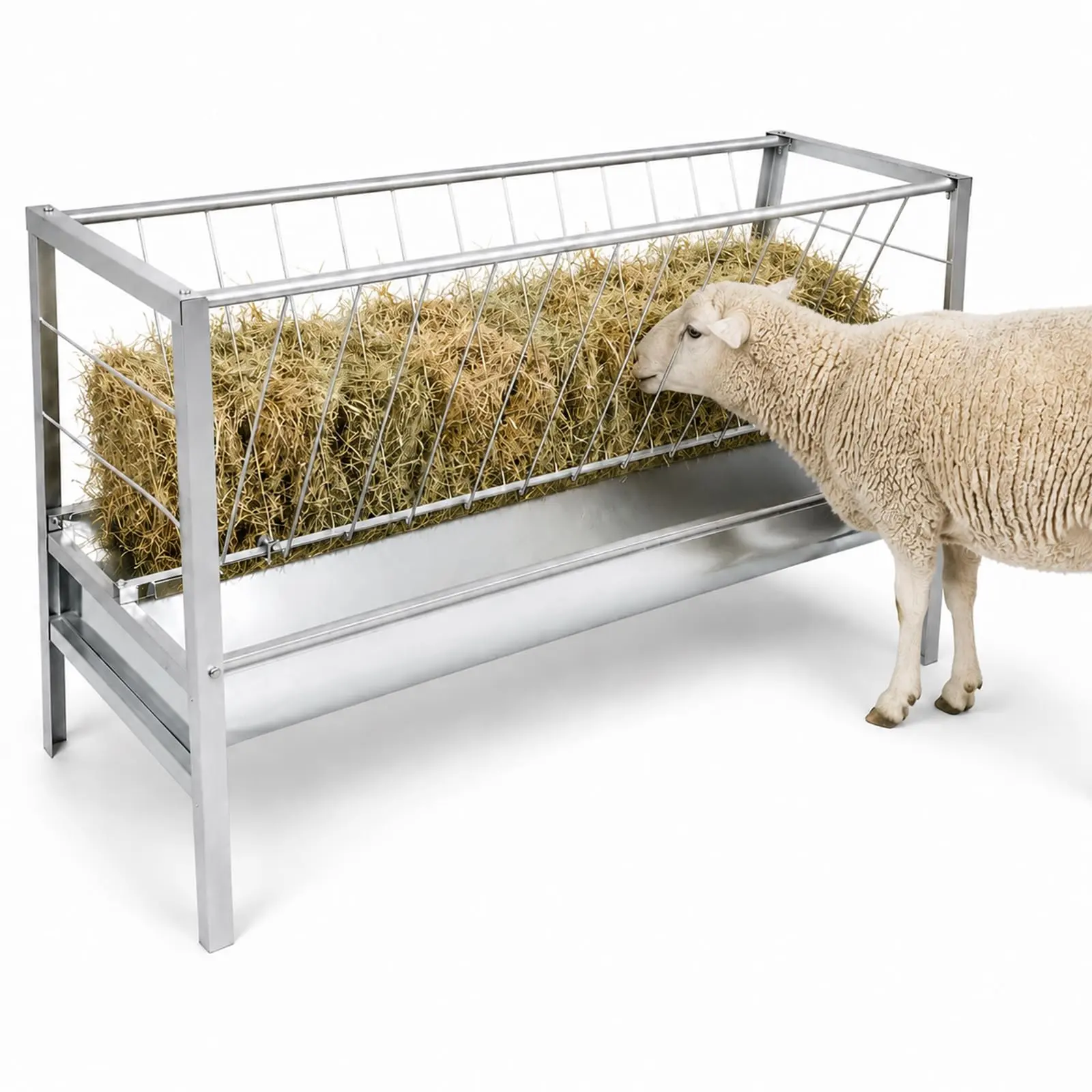 94 Gallon Livestock Hay Feeder, Large Capacity Outdoor Feed Storage Bin | 63" x 27.2" x 36.2" outdoor feeder with spacious hay storage for goats, horses, sheep and other livestock.
