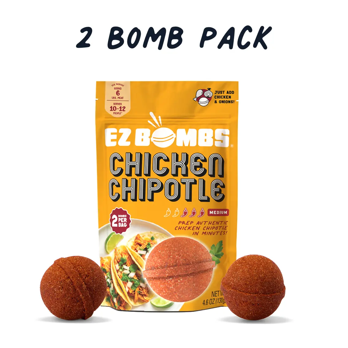 EZ BOMBS Chicken Chipotle Chili Seasoning Packs - 2 Authentic Tinga-Style Spice Packs for Chicken Tacos