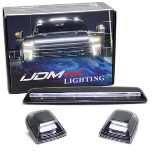 iJDMTOY 3pc Set Black-Out Xenon White Full Strip LED Cab Roof Clearance Light Kit For 2020-up Silverado/Sierra 2500 3500, Also Could Universal Fit For Many Other Truck Models