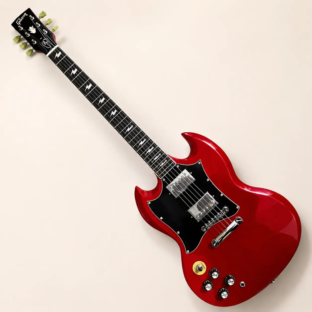 Classic SG Shape Electric Guitar - Gloss Cherry Red, HH Pickups, Chrome Hardware, Durable Construction, Ideal for Rock & Metal Players