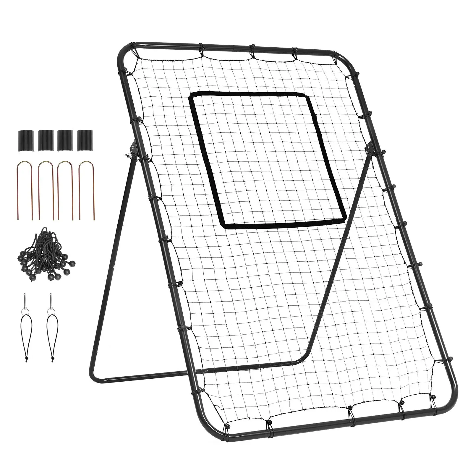 VEVOR Baseball And Softball Rebounder Net,  4 x 6 Feet PitchBack Baseball Nest for Pitching and Fielding Training, Pitch Return Trainer Rebound Net with Pitching Target, 4 Adjustable Angles