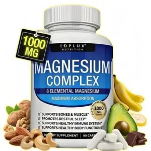 Toplux Nutrition Magnesium Complex 1000mg, High Absorption Multi Magnesium Supplement Capsules Healthcare Dietary,Elemental Source | Fitness Strength | Magnesium glycinate | Daily nutrient support gym edible dietary