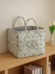 Floral Pattern Storage Basket, Portable Lingerie & Small Essentials Basket, Home Organizer for Bathroom Bedroom Office, Multipurpose Basket