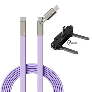 PD Phone Stand Charging Cable, USB-C to Type-C/iOS Interface, PD Phone Stand Adapter, 2-In-1 Data Line, Phone Stand Charging Function, Cellphone