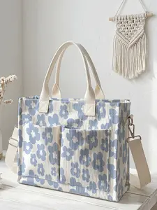 Colorful Floral Print Travel Bag, Travel Essentials Bag, Large Capacity Storage Bag, Durable Multi-Pocket Design, Ideal for Work, Shopping, Picnic