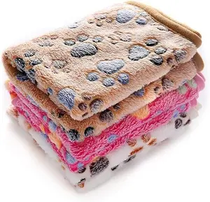 1 Pack 3 Blankets Super Soft Fluffy Premium Fleece Pet Blanket Flannel Throw for Dog Puppy Cat Paw Brown/Pink/White