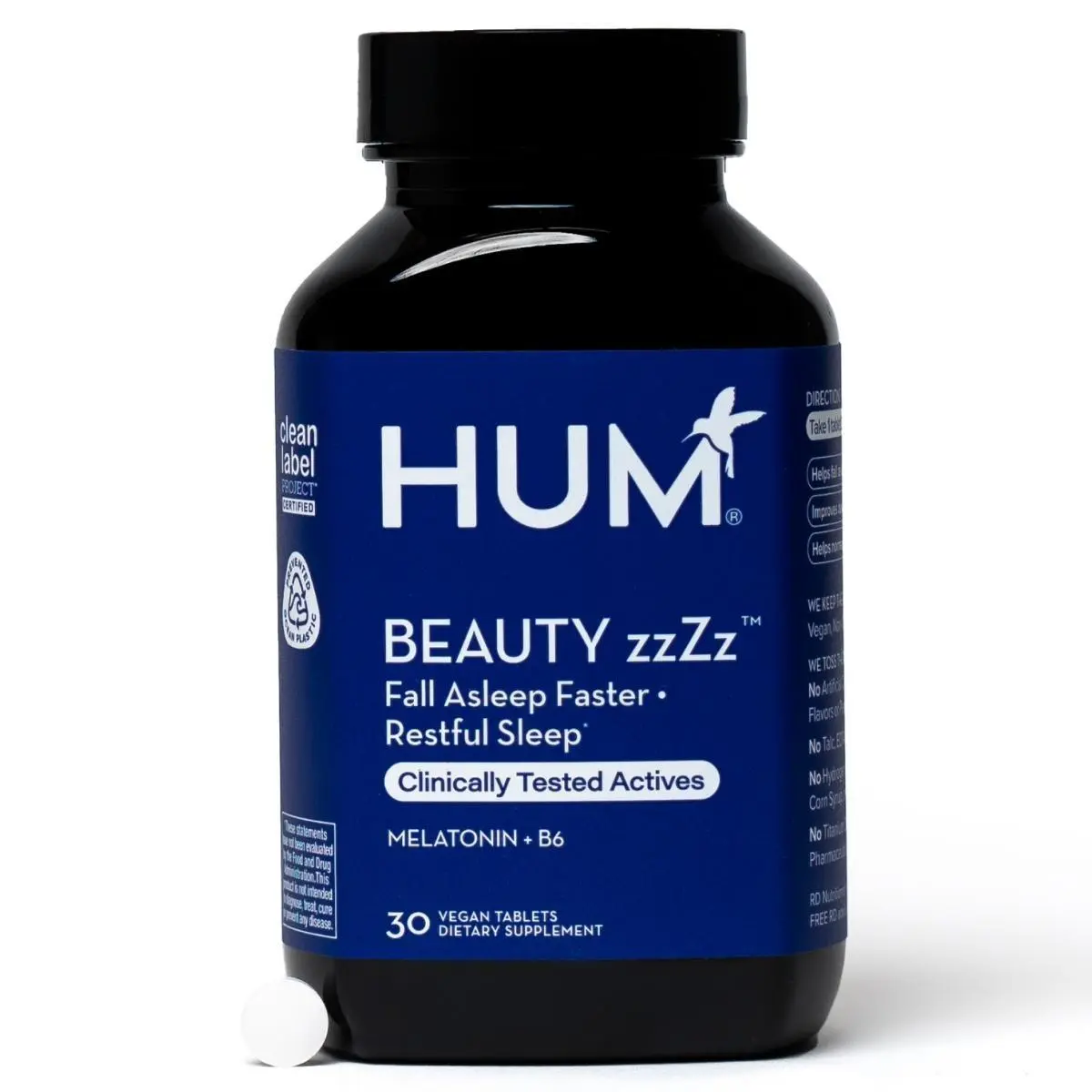 HUM Beauty zzZz Melatonin & B6 Supplement 30 Vegan Tablets for Optimal Sleep Quality and Alertness HUM Beauty zzZz Melatonin & B6 Supplement 30 Vegan Tablets for Optimal Sleep Quality and Alertness