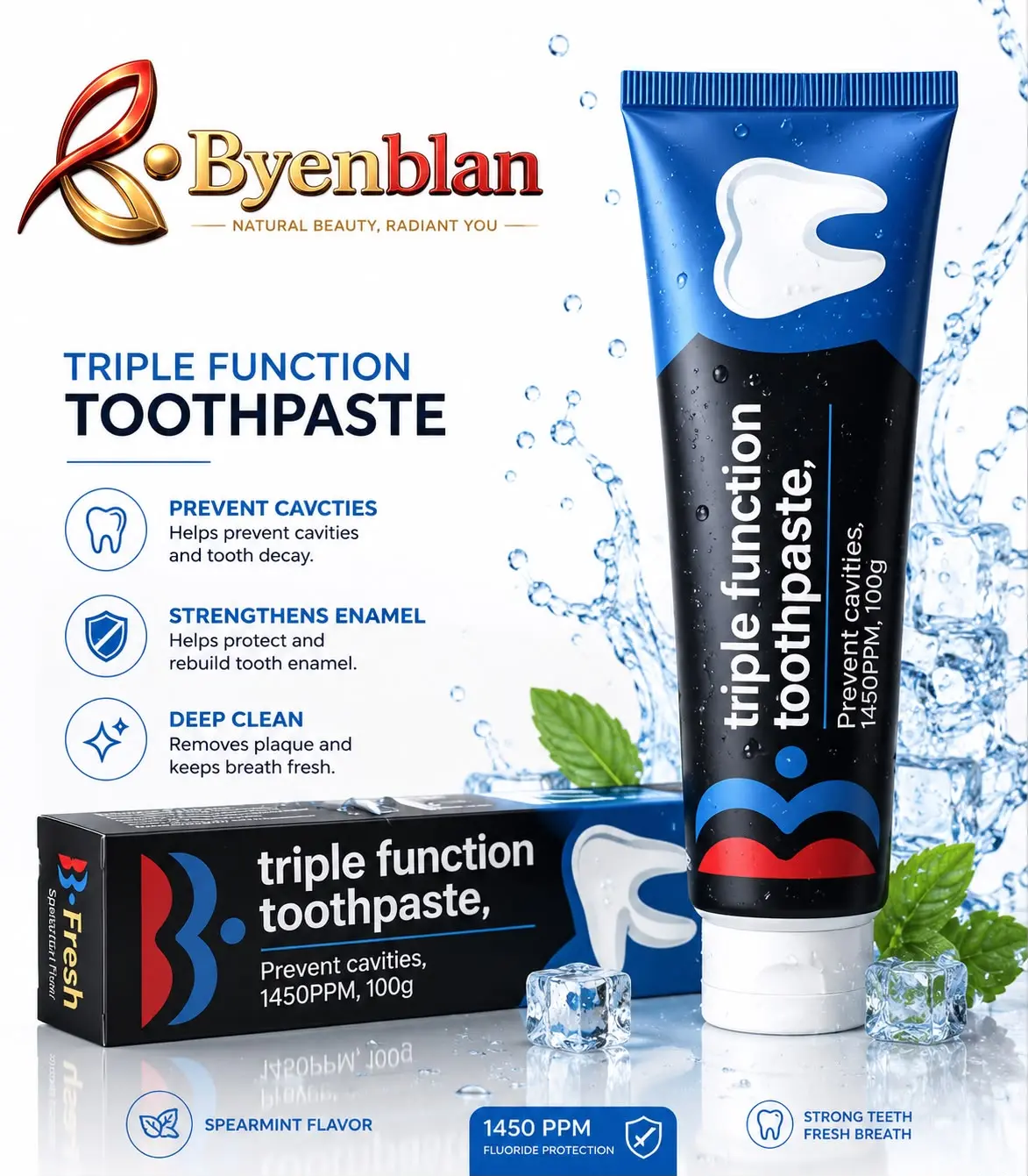 BYENBLAN Triple-Function Oral Toothpaste, Sold by RJC Beauty