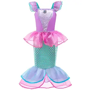 Kids Belle Costume Girl Halloween Princess Cosplay Party Dress Children Rapunzel Cinderella Anna Elsa Encanto Birthday Clothes