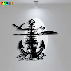1pc Avant-Garde Anchor with Lighthouse and Seagull Metal Wall Art, Avant-Garde Anchor with Lighthouse and Seagull Statue Mural, Iron Craft, Perfect for Living Room, Patio Wall, Outdoor Fence Decor,Christmas Decor, Ideal Gift for Trend Seekers