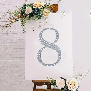 8" Silver Glitter Adhesive Rhinestone Number Stickers - Adhesive Gems Stickers for DIY Scrapbooking & Stamping Craft Embellishments