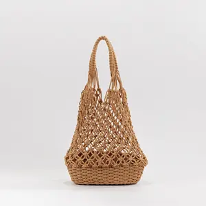 The Hamptons Woven Bucket Bag - Crochet Straw Hobo Shoulder Bag for Beach & Vacation versatile